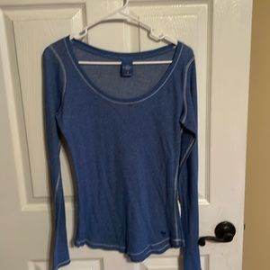 Abercrombie &Fitch long sleeve distressed blue tee. Size medium scooped neck